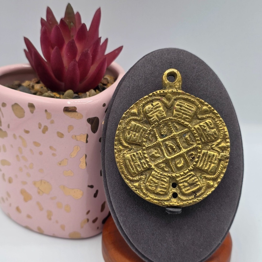 Vintage Brass Melong Bagua‎ Amulet Pendant Feng Shui Talisman Taoist Good Luck